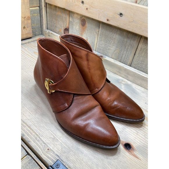 Etienne Aigner Lara II Brown Leather Womens Ankle Boots Womens 5.5M Brazil - Picture 2 of 8